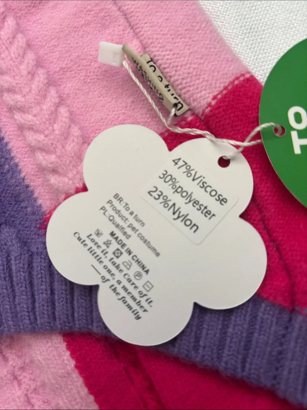 To A Turn Colorblock Cable Knit Dog Sweater Large (14.5-23 lbs)